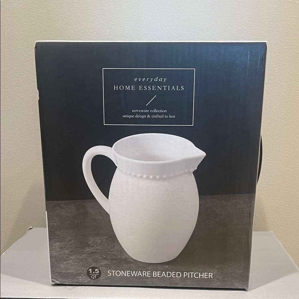 ❤️NEW!!!❤️ Home Essentials White Stoneware Beaded Pitcher.